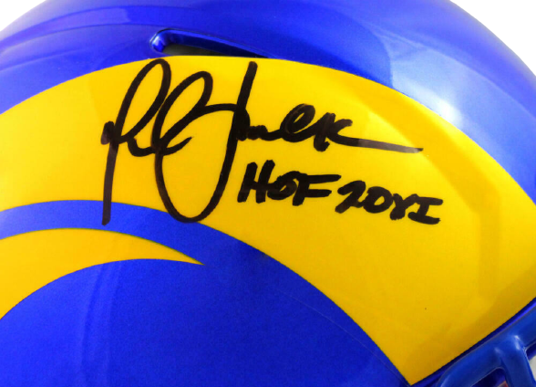 Marshall Faulk Los Angeles Rams Signed LA Rams Full-sized 2020 Authentic Helmet with HOF BAS COA (St. Louis)