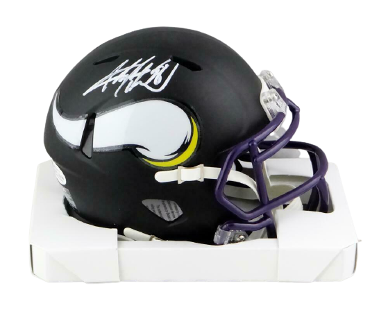 Adrian Peterson Minnesota Vikings Signed Vikings Flat Black Mini Helmet - (BAS COA), , 