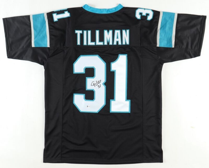 CHARLES TILLMAN SIGNED AUTOGRAPHED CAROLINA PANTHERS CUSTOM JERSEY BECKETT COA