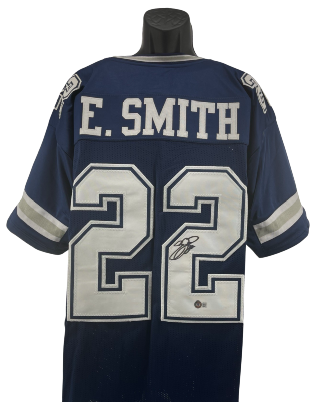 EMMITT SMITH SIGNED AUTOGRAPHED DALLAS COWBOYS CUSTOM JERSEY BECKETT COA