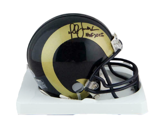 Marshall Faulk Los Angeles Rams Signed St. Louis Rams 00-16 TB Mini Helmet with HOF BAS COA (St. Louis)
