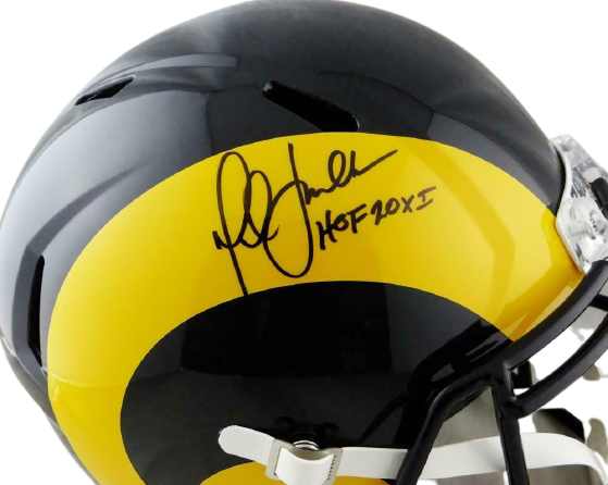 Marshall Faulk Los Angeles Rams Signed Rams Full-sized Color Rush Speed Helmet with HOF *Black BAS COA (St. Louis)