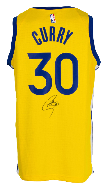 Stephen Curry Golden State Warriors Signed Yellow Basketball Jersey (BAS COA)