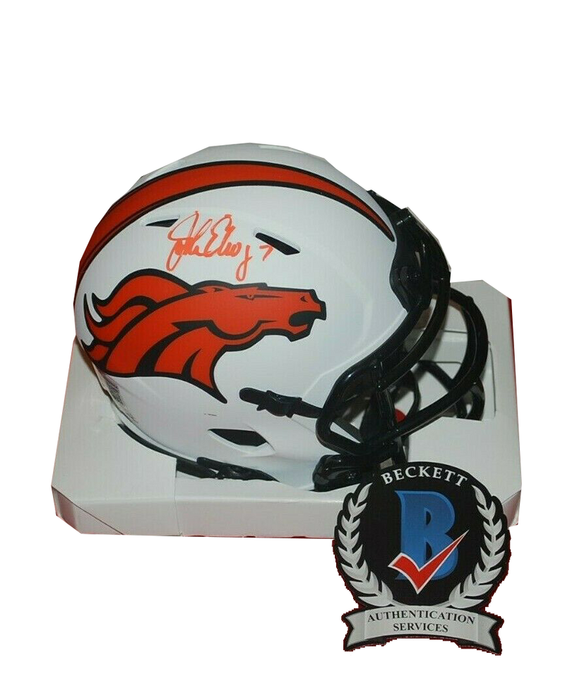 JOHN ELWAY DENVER BRONCOS signed Lunar Eclipse Mini Helmet BAS COA