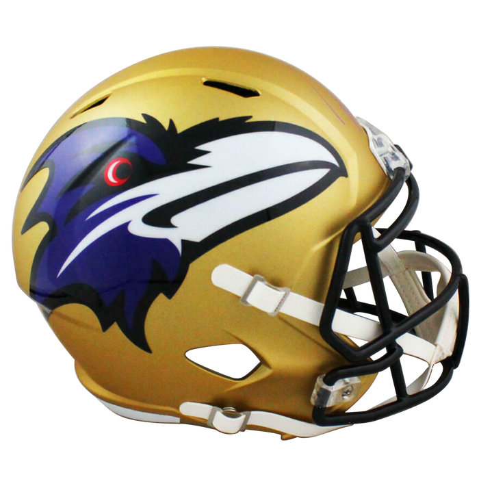 Ray Lewis Baltimore Ravens Signed F/S AMP Speed Helmet (BAS COA