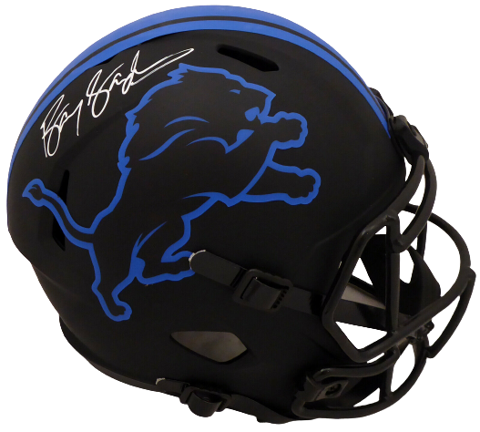 BARRY SANDERS DETROIT LIONS AUTOGRAPHED LIONS BLACK ECLIPSE FULL SIZE HELMET 177666 (BAS COA)