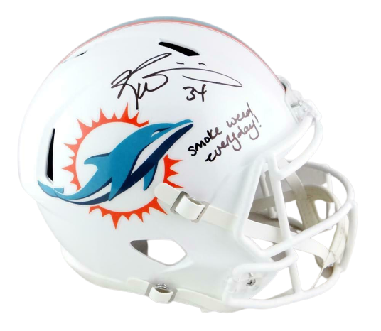 Ricky Williams Miami Dolphins Signed Dolphins Full-sized Speed Helmet with Smoke Weed (JSA COA)