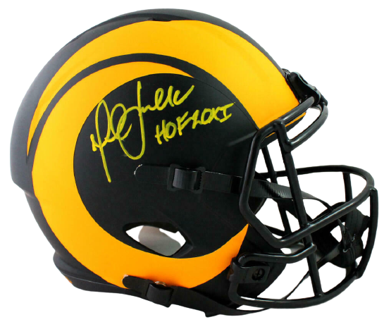 Marshall Faulk Los Angeles Rams Signed LA Rams Full-sized Eclipse Speed Helmet with HOF BAS COA (St. Louis)