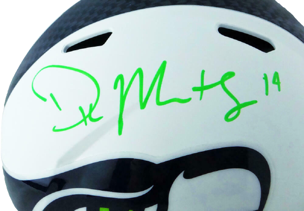 DK Metcalf Seattle Seahawks Signed Seattle Seahawks Full-sized Flat White Helmet (BAS COA)