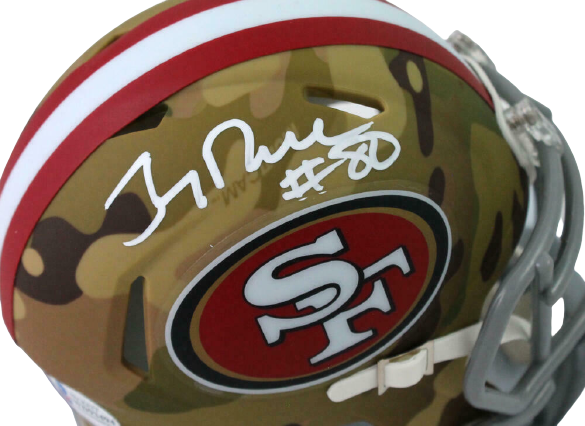 Jerry Rice San Francisco 49ers Signed San Francisco 49ers Camouflage Speed Mini Helmet (BAS COA)