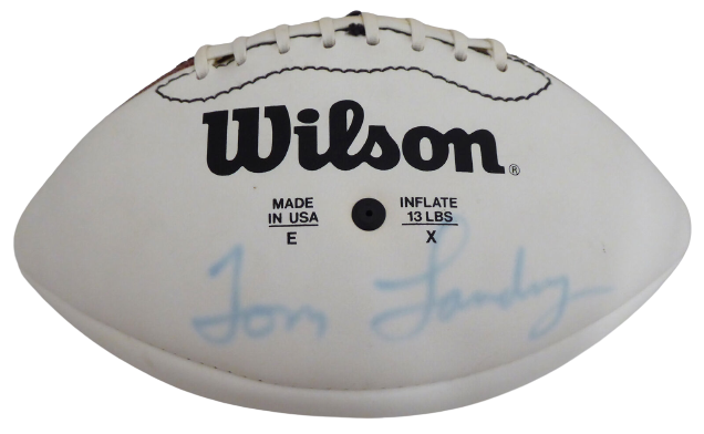 Tom Landry Dallas Cowboys Autographed Signed White Logo Football (Flat) V62721 (BAS COA)