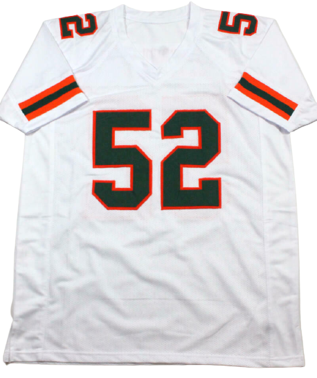 Ray Lewis Miami Hurricanes Signed White College Style Jersey with The U (BAS COA)
