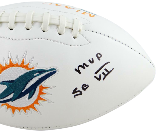 Jake Scott Miami Dolphins Signed Miami Dolphins Logo Football with MVP SB VII (JSA COA)