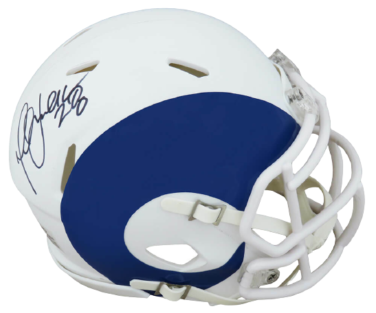 Marshall Faulk Los Angeles Rams Signed AMP Series Riddell Speed Mini Helmet (SCHWARTZ)