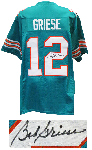 Bob Griese Miami Dolphins Signed Teal Custom Football Jersey (SCHWARTZ)