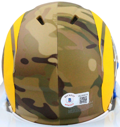 Kurt Warner St. Louis Rams Signed Camo Speed Mini Helmet BAS COA (Los Angeles)