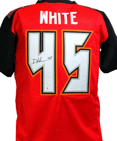 Devin White Tampa Bay Buccaneers Signed Red/Black Pro Style Jersey *4 (BAS COA)