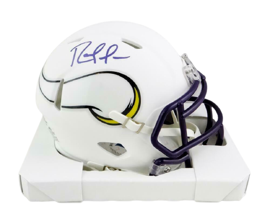 Randy Moss Minnesota Vikings Signed Minnesota Vikings Flat White Speed Mini Helmet (BAS COA)