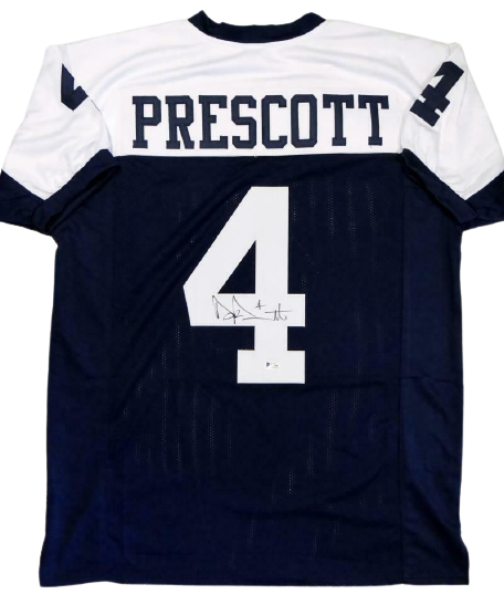 Dak Prescott Dallas Cowboys Signed Blue with White Pro Style Jersey (BAS COA)