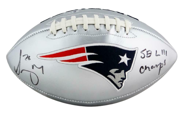 Sony Michel Signed New England Patriots Logo Football w/ SB Champs- (BAS COA)