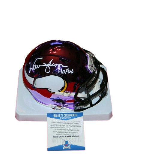 Warren Moon Minnesota Vikings Signed Chrome Mini Helmet (BAS COA)