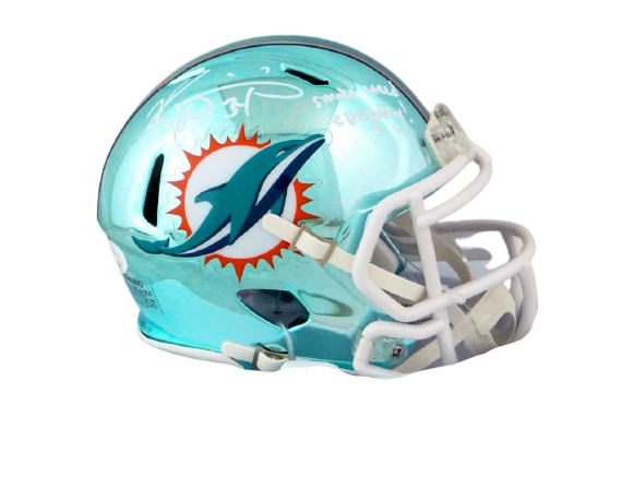 Ricky Williams Miami Dolphins Signed Miami Dolphins Chrome Mini Helmet with SWED (JSA COA)