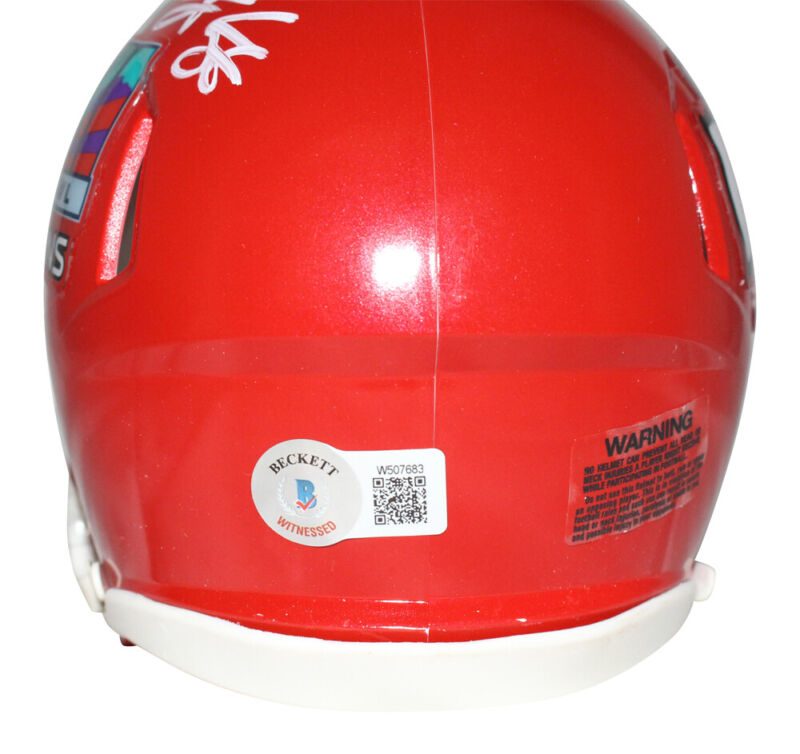 Tavis Kelce Autographed Kansas City Chiefs SB 57 Champs Mini BAS 40367