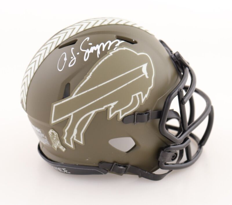 OJ SIMPSON AUTOGRAPHED BUFFALO BILLS STS MINI HELMET JSA COA