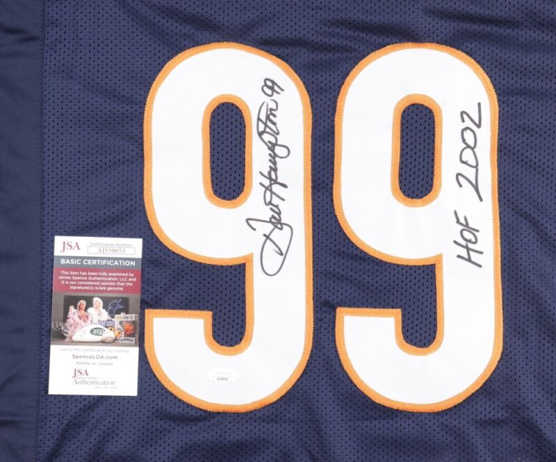 DAN HAMPTON SIGNED AUTOGRAPHED CHICAGO BEARS CUSTOM JERSEY JSA COA HOF 2002