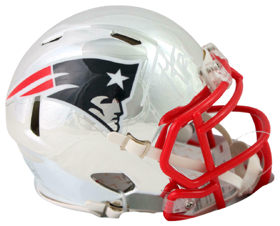 Ty Law New England Patriots Signed New England Patriots Chrome Speed Mini Helmet (BAS COA)