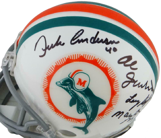 72 Dolphins Miami Dolphins Signed TB Mini Helmet with 7 Signatures *Dolphins 2 (JSA COA), , 
