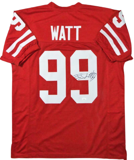 JJ Watt Wisconsin Badgers Signed Red College Style Jersey JSA COA