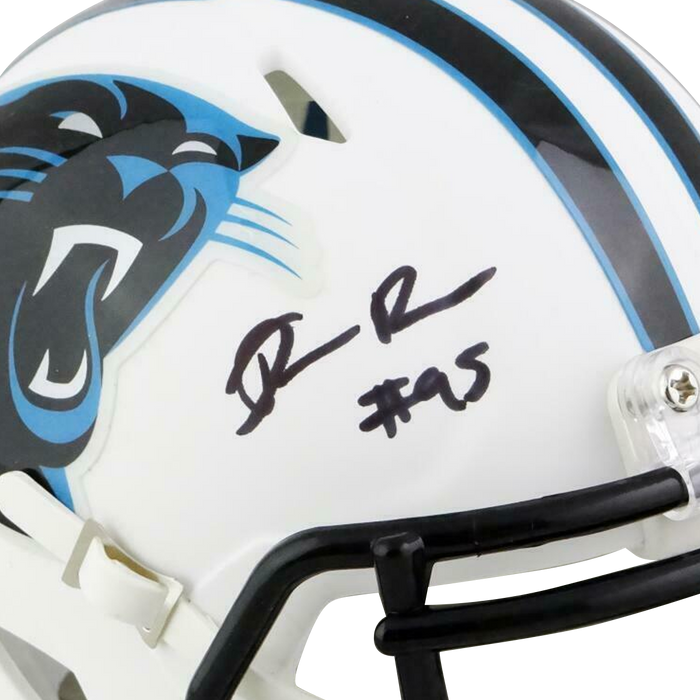 Derrick Brown Carolina Panthers Signed Flat White Speed Mini Helmet (JSA COA)