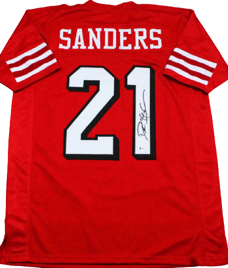 Deion Sanders San Francisco 49ers Signed Red Pro Style Jersey (BAS COA)
