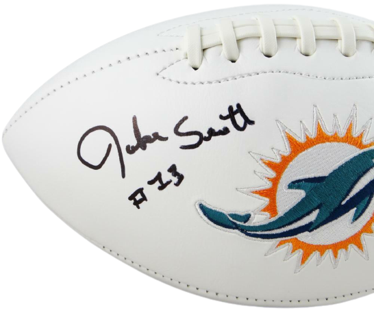 Jake Scott Miami Dolphins Signed Miami Dolphins Logo Football with MVP SB VII (JSA COA)