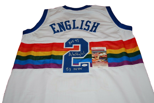 ALEX ENGLISH DENVER NUGGETS autographed signed JERSEY (JSA COA)