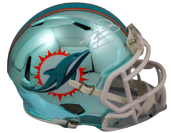 Tua Tagovailoa Miami Dolphins Signed Miami Dolphins Chrome Speed Mini Helmet (FAN COA)