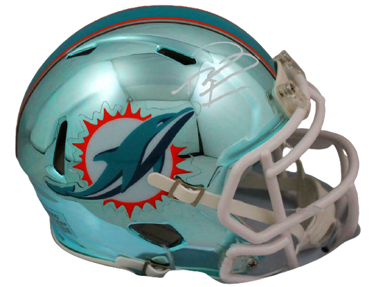 Tua Tagovailoa Miami Dolphins Signed Miami Dolphins Chrome Speed Mini Helmet (FAN COA)