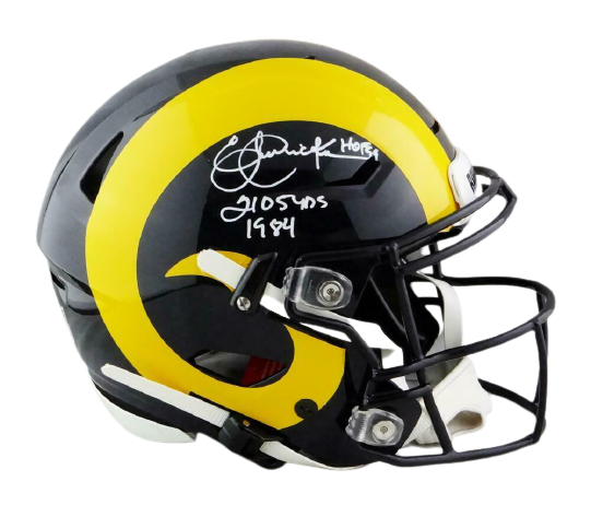 Eric Dickerson Los Angeles Rams Signed LA Rams Full-sized SpeedFlex Helmet with 2 Insc BAS COA (St. Louis)