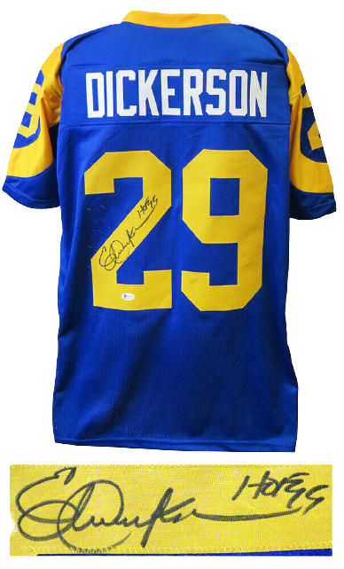 Eric Dickerson Los Angeles Rams Signed Blue & Yellow T/B Custom Jersey w/HOF'99 BAS COA (St. Louis)