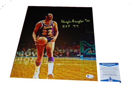 ELGIN BAYLOR Los Angeles Lakers signed 11X14 photo (BAS COA)