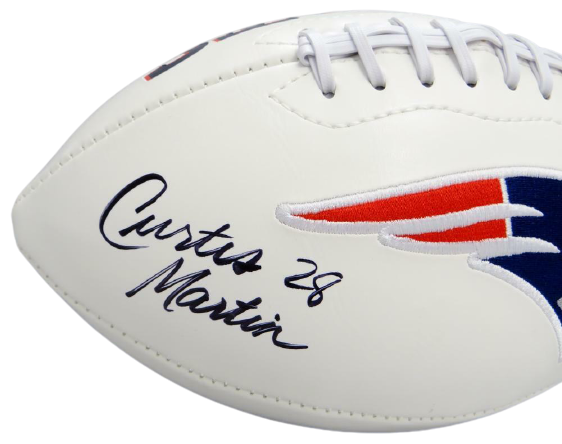 Curtis Martin New England Patriots Signed New England Patriots Logo Football (JSA COA)