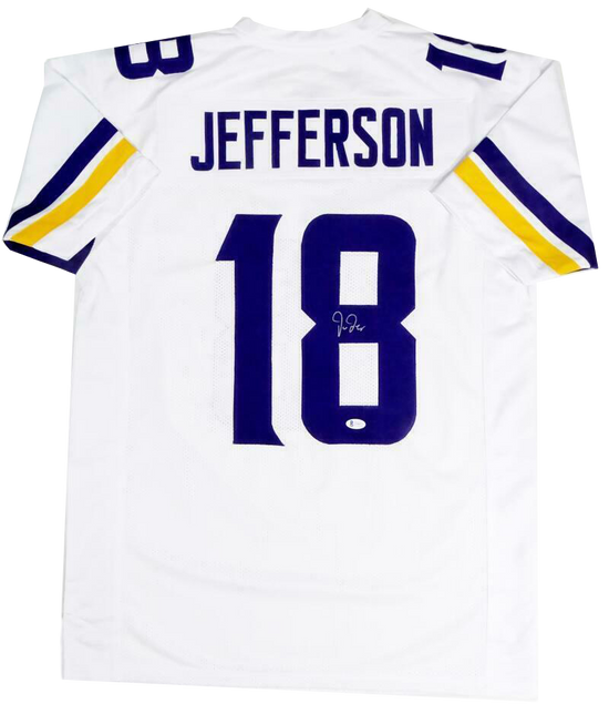 thejerseysourceautographsthejerseysourceautographs Justin Jefferson Minnesota Vikings Autographed White Pro Style Jersey - (BAS COA)