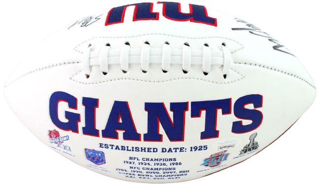 Jeremy Shockey New York Giants Signed New York Giants Logo Football with SB Champs (JSA COA)