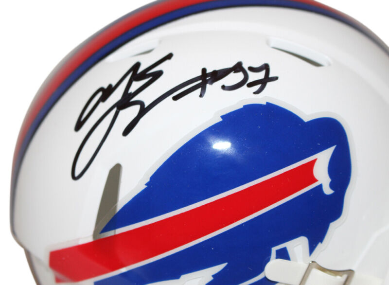 AJ Epenesa Autographed/Signed Buffalo Bills Speed Mini Helmet Beckett 38506