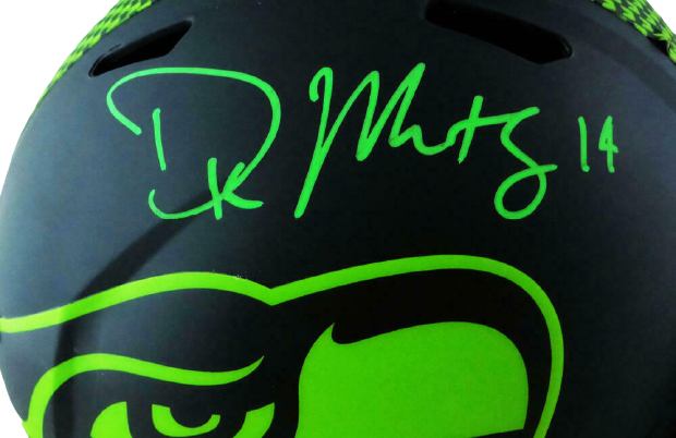 DK Metcalf Seattle Seahawks Signed Seattle Seahawks Full-sized Eclipse Helmet with 14 (BAS COA)