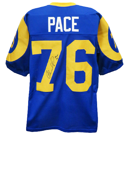 Orlando Pace Los Angeles Rams Signed Blue & Yellow T/B Custom Football Jersey w/HOF'16 (SCHWARTZ)
