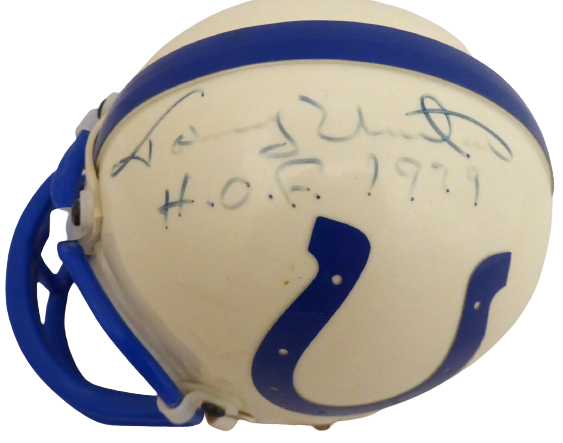 Johnny Unitas Baltimore Colts Mini Helmet "HOF 1979" Light BAS COA (Indianapolis)