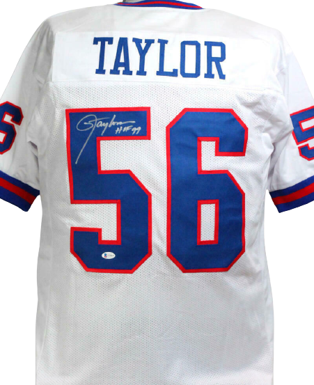Lawrence Taylor New York Giants Signed White Pro Style Jersey with HOF *5 (BAS COA)