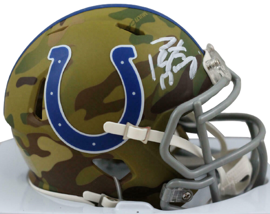 Peyton Manning Indianapolis Colts Signed Camo Speed Mini Helmet FAN COA (Baltimore)
